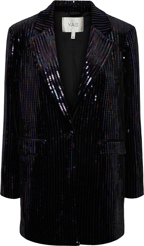 Se YAS Yaseliva Sequin LS Long Blazer SH Kvinde Sort Blazere Str S - Polyester hos Magasin ved Magasin