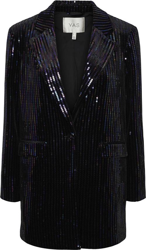 YAS Yaseliva Sequin LS Long Blazer SH Kvinde Sort Blazere Str M - Polyester hos Magasin