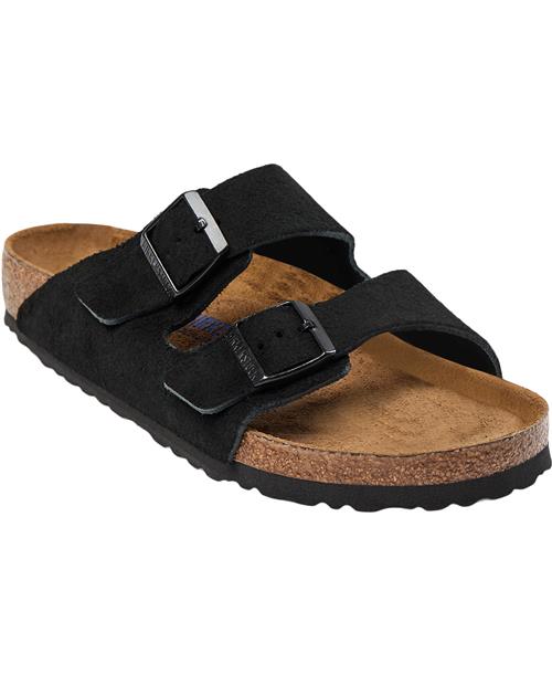 Se Birkenstock Arizona SFB Suede Black Mand Black Sandaler Str 43 - hos Magasin ved Magasin