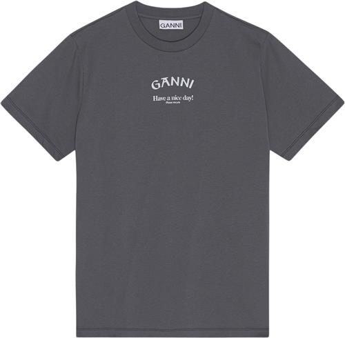 Ganni Basic Jersey Ganni Relaxed Tshirt Kvinde Volcanic Ash Kortærmede T-shirts Str L - hos Magasin