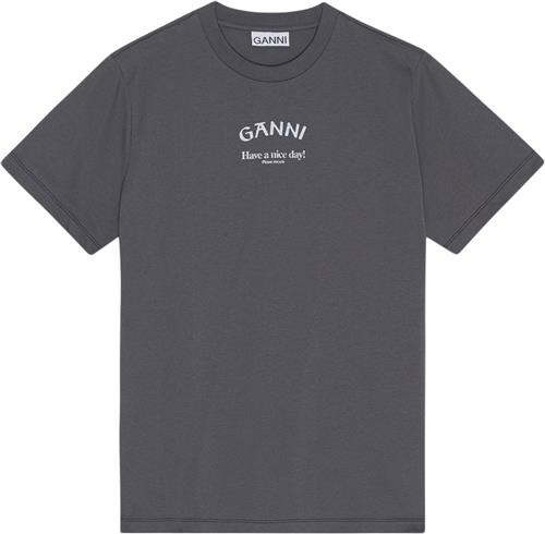 Se Ganni Basic Jersey Ganni Relaxed Tshirt Kvinde Volcanic Ash Kortærmede T-shirts Str XL - hos Magasin ved Magasin