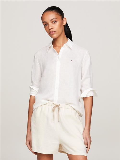 Tommy Hilfiger Linen Relaxed Shirt LS Kvinde Ybl Langærmede Skjorter Str 40 - hos Magasin