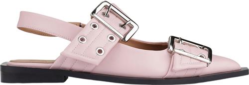 Ganni Feminine Buckle Ballerina Kvinde Chalk Pink Flade Sandaler Str 40 - hos Magasin