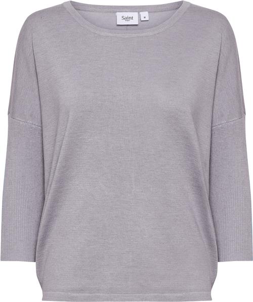 Saint Tropez A2561, Milasz Rneck Pullover Kvinde Dapple Gray Melange Sweaters Casual Fit Str XS - hos Magasin