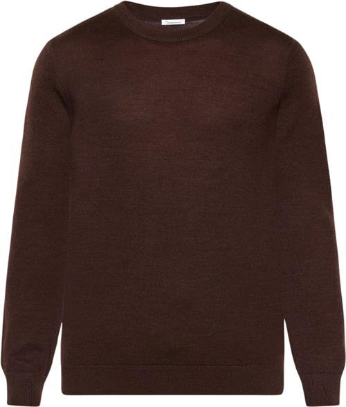 Se Knowledge Cotton Apparel Regular Merino Knit Crew Neck RWS Mand Demitasse (Brown) Sweaters Str L Merino - hos Magasin ved Magasin