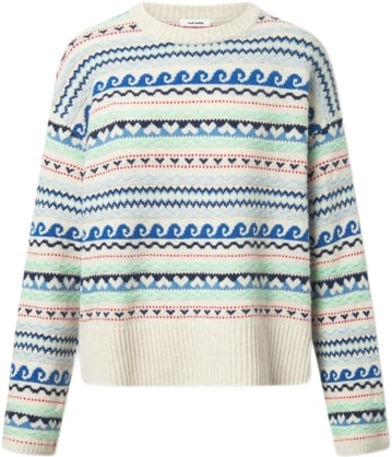 Se Nué Notes Milo Crewneck Kvinde Egret Multi Knit Sweaters Str L - hos Magasin ved Magasin