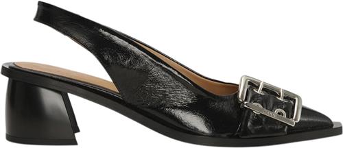 Ganni Feminine Buckle Slingback Pump Napl Kvinde Black Slingbacks Str 39 - hos Magasin