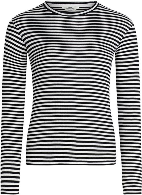 Mads Nørgaard - Copenhagen 2x2 Cotton Stripe Tuba Top Kvinde Sort Langærmede T-shirts Str S - hos Magasin