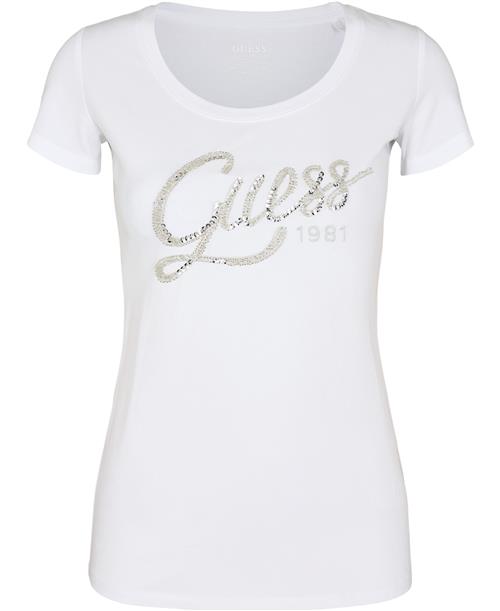 Se GUESS SS CN Bryanna TEE Kvinde Pure White Kortærmede T-shirts Str S - hos Magasin ved Magasin