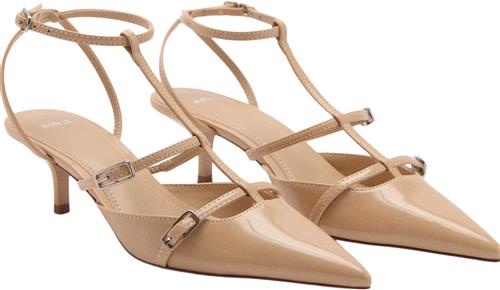 Se MANGO Heeled Shoes With Buckles Kvinde Lt-pastel Pink Højhælede Sandaler Str 38 - hos Magasin ved Magasin