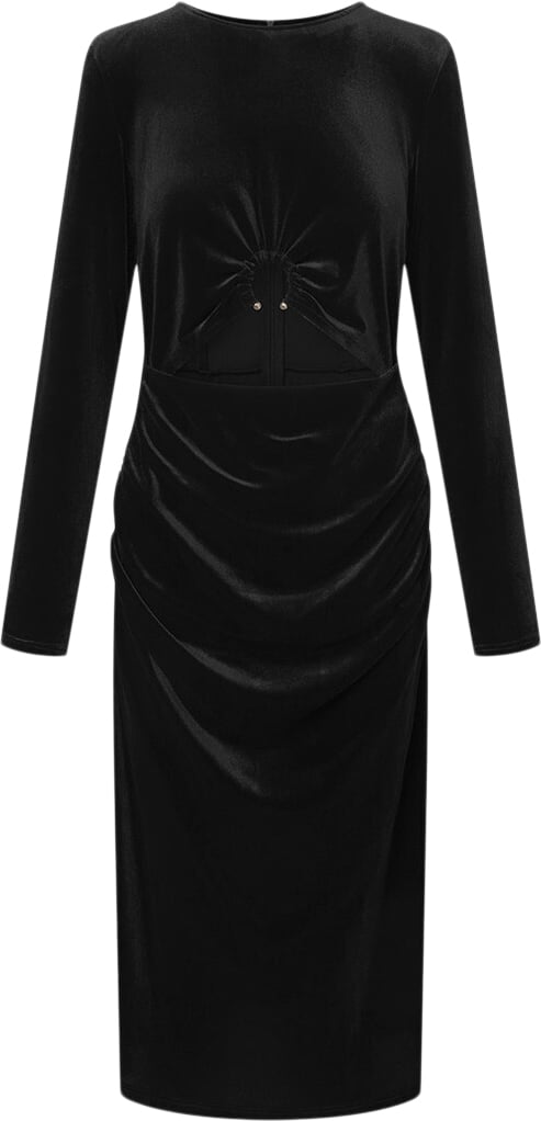 HUNKØN Saga Velour Dress Kvinde Black Midi Kjoler Str S Velour - hos Magasin