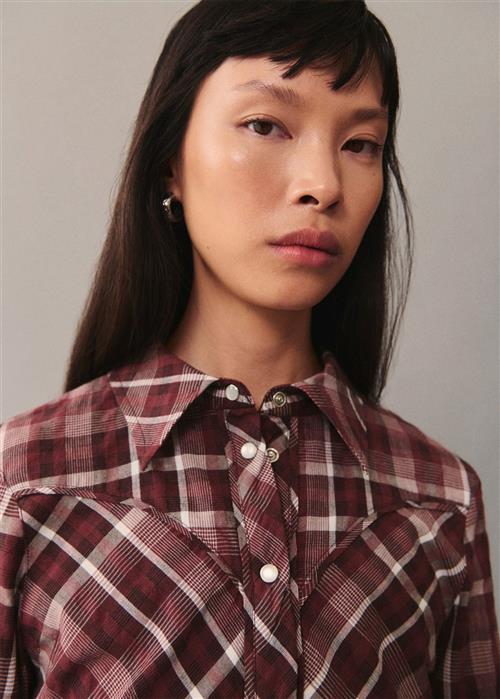 Se MANGO Check Cotton Shirt Kvinde 78 Skjorter Str L - hos Magasin ved Magasin