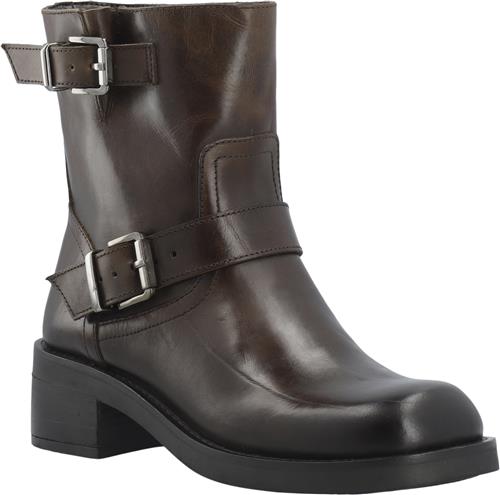 Se Bianco Biaharper Mid Calf Biker Boot Pull Up Leather Kvinde Chestnut Støvler Str 36 - hos Magasin ved Magasin