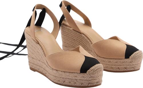 Se MANGO Laceup Espadrilles Kvinde Lt-pastel Pink Kilehæle Str 38 - hos Magasin ved Magasin