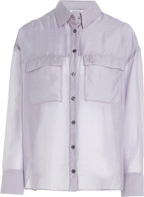 Calvin Klein Sheer Long Sleeve Shirt Kvinde Sort Langærmede Skjorter Str L - Polyamid hos Magasin