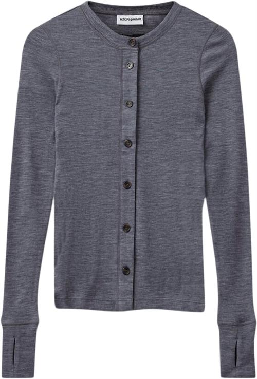 H2OFAGERHOLT Good Blouse Kvinde Grey Melange Kortærmede T-shirts Str M - Uld hos Magasin