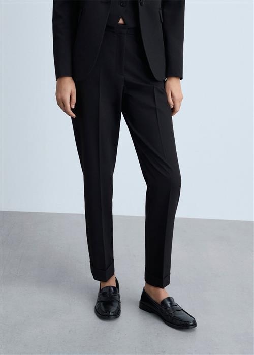 MANGO Straight Suit Trousers Kvinde Black Bukser Plus Size Str 34 - hos Magasin