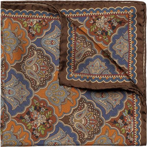 Se ETON Brown Medallion Print Silk Pocket Square One Size - Slips hos Magasin ved Magasin