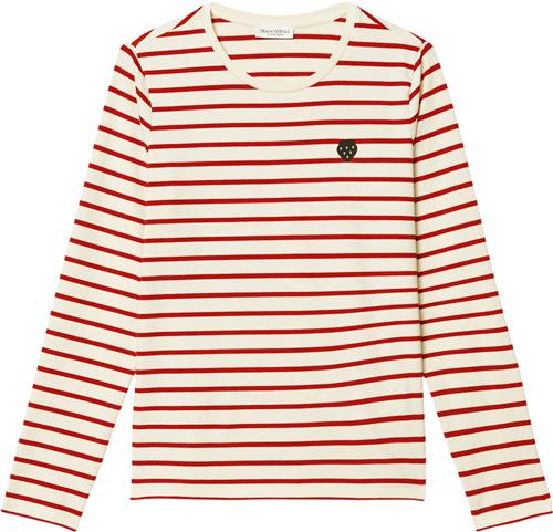 Marc O’Polo Tshirt, Long Sleeve, Crew Neck, st Kvinde Multi/ Shiny Red Langærmede T-shirts Str XL - hos Magasin