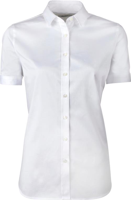 Stenströms Shirt F Short slv Stretch Satin Kvinde White Kortærmede Skjorter Str 40 - hos Magasin