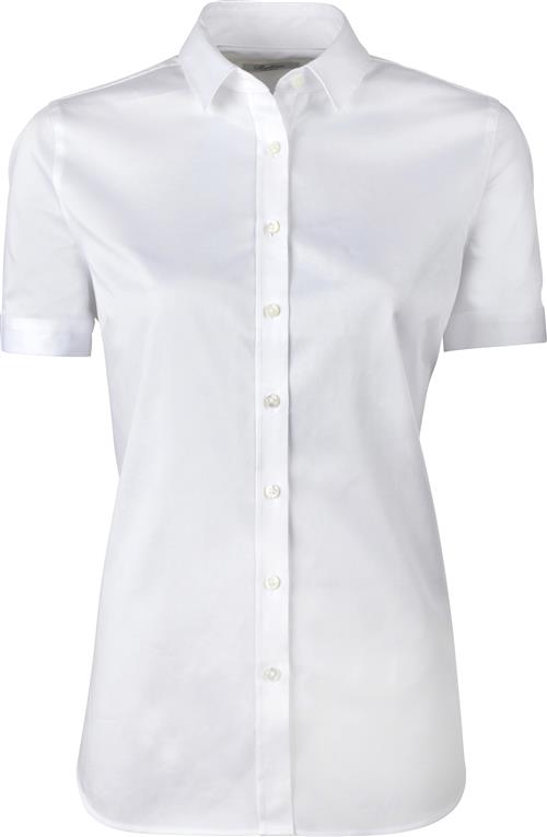 Se Stenströms Shirt F Short slv Stretch Satin Kvinde White Kortærmede Skjorter Str 42 - hos Magasin ved Magasin