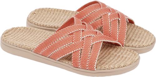 Se Lovelies Matara Triple Cross Sandal w/ Jute Sole Kvinde Mandarin Red Flade Sandaler Str 39 - hos Magasin ved Magasin