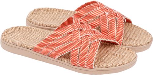 Se Lovelies Matara Triple Cross Sandal w/ Jute Sole Kvinde Mandarin Red Flade Sandaler Str 37 - hos Magasin ved Magasin