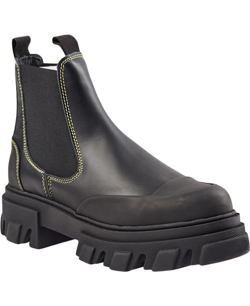 Ganni Low Chelsea Boot Yellow Stitch Kvinde Black Chelsea Boots Str 36 - hos Magasin