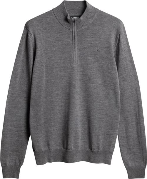 Se J. Lindeberg Kiyan Quarter Zip Sweater Mand Mid Grey Melange Sweatshirts Str XXL - hos Magasin ved Magasin