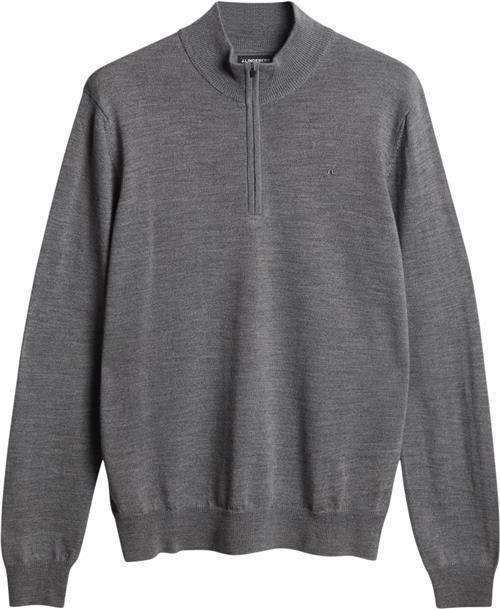 Se J. Lindeberg Kiyan Quarter Zip Sweater Mand Mid Grey Melange Sweatshirts Str XL - hos Magasin ved Magasin