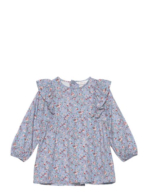 Mango Ruffled Printed Dress Mango Blue