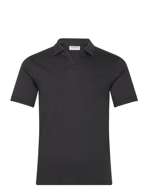 Se Calvin Klein Smooth Cotton Open Placket Polo Calvin Klein Black ved Booztlet