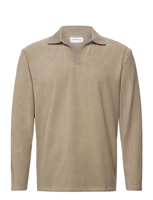 Lindbergh V-Neck Jacquard Polo L/S Lindbergh Beige