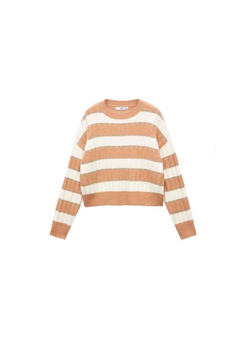 Se MANGO Pullover 'patronus'  lysebrun / hvid ved About You