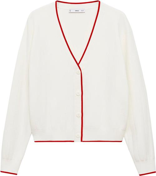 Se MANGO Cardigan With Contrasting Finish Kvinde Light Beige Cardigans Str M - hos Magasin ved Magasin