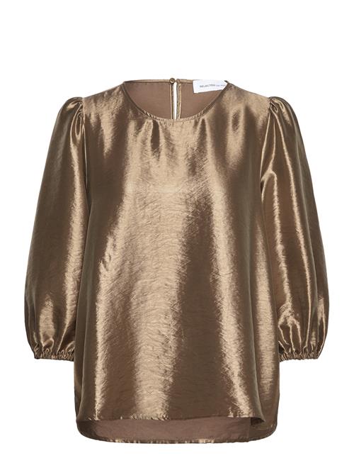 Se Selected Femme Slfsilva 3/4 Top B Selected Femme Gold ved Booztlet