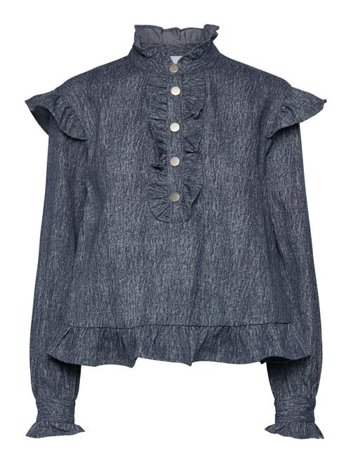 Se Noella Reno Ruby Ruffle Blouse Noella Blue ved Booztlet