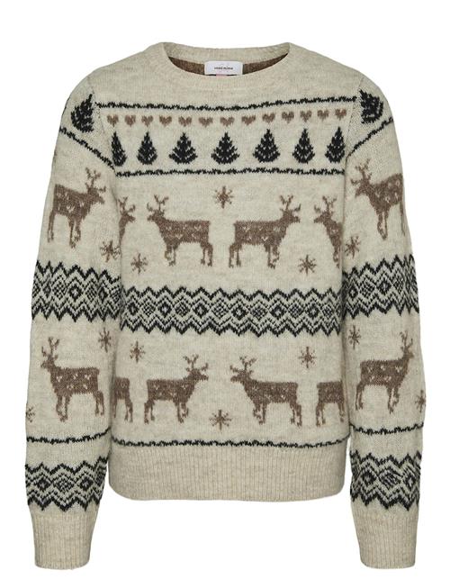 Vero Moda Girl Vmdeers Ls O-Neck Pullover. Xmas Girl Vero Moda Girl Beige