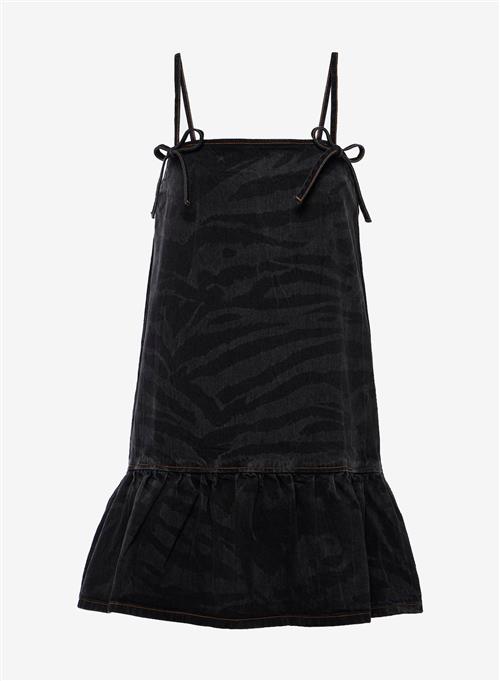 Ganni Lazer Denim Strap Dress Black