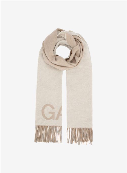 Ganni Fringed Wool Scarf Egret