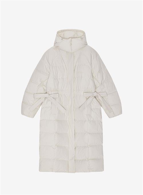 Ganni Tech Seersucker Puffer Coat Tofu