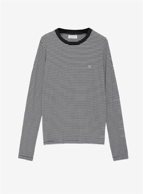 Se Anine Bing Rylan Tee Black And White Stripe ved Number Nine