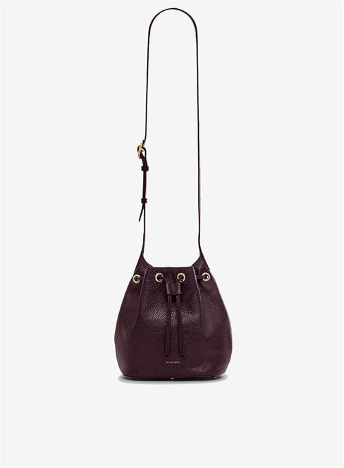 Anine Bing Mini Alana Bucket Bag Burgundy Peebled