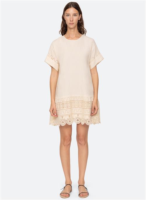 Sea New York Rosina Embroidery S/slv Tunic Dress Beige