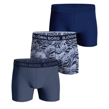 Björn Borg 3P Cotton Stretch Boxer 1721 Blå Mønster bomuld XX-Large Herre