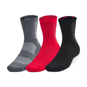 Under Armour Strømper 3P Mid Crew Maker Socks Sort/Rød Medium