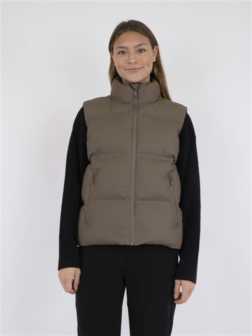 Neo Noir Annike C Water Repellent Puffer Waistcoat Kvinde Dark Taupe Veste Str 34 - hos Magasin