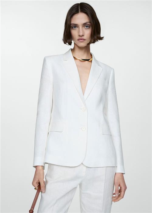 Se MANGO 100% Linen Suit Blazer Kvinde White Blazere Str S - hos Magasin ved Magasin