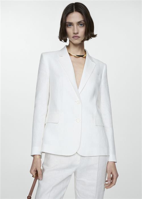 MANGO 100 Linen Suit Blazer Kvinde White Blazere Str M - hos Magasin