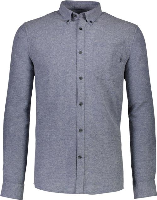 Lindbergh Brushed Twill Shirt L/S Mand Blå Langærmede Skjorter Str L - Bomuld hos Magasin